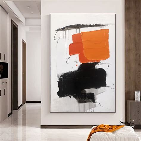 Orange and Black Color Block Painting Orange Abstract Texture - Etsy