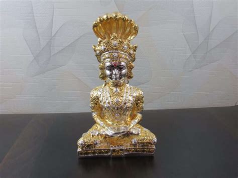 - GOLDGIFTIDEAS Gold Silver Plated Parshwanath Idol for Gift, Jain Idol for Pooja Room ...