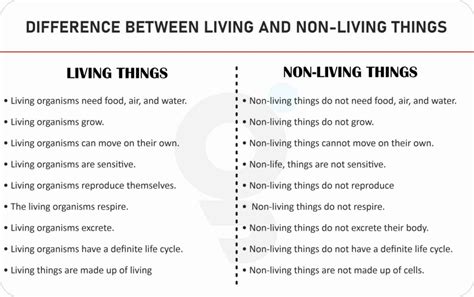 Differences Between Living And Non Living Things Chart – Themelower