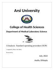 Arsi University.docx - Arsi University College of Health Sciences Department of Medical ...