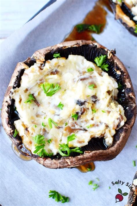 Cream Cheese Stuffed Portobello Mushrooms | Salty Side Dish