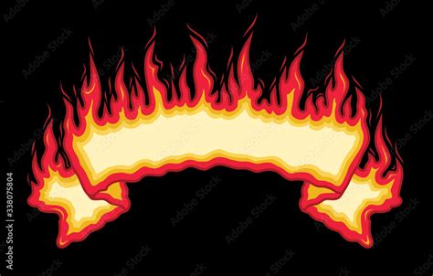 Fire Flames Banner is an illustration of an top arched flaming fire ...