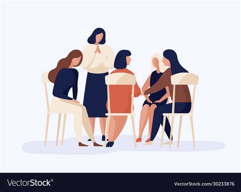 Cartoon female sitting together in circle talking Vector Image