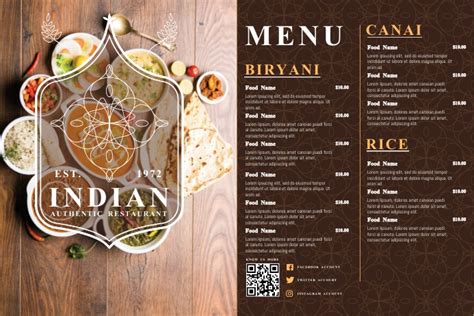 Indian Restaurant Menu Design Samples