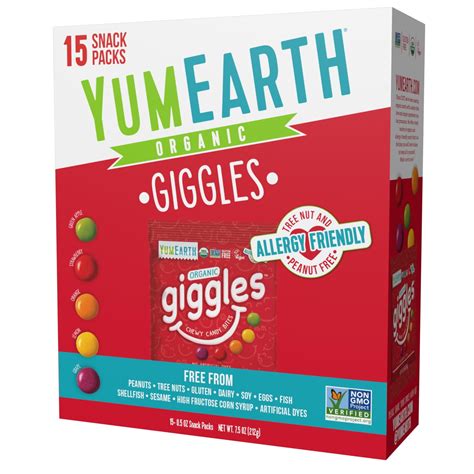 YumEarth Organic Giggles Chewy Candy Bites - Fruit Flavored Snack Packs - Allergy Friendly ...