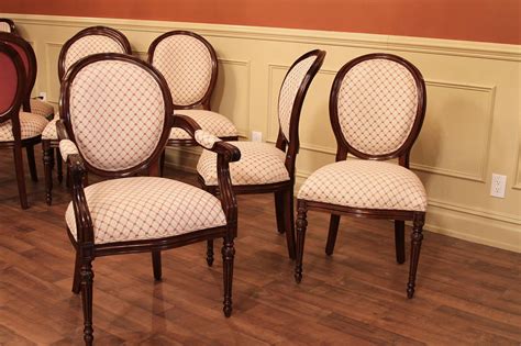 French Round Back Dining Chairs, Cameo Back Upholstered Chairs