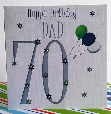 Dad 70th Happy Birthday Card Handmade Card Balloons - Etsy