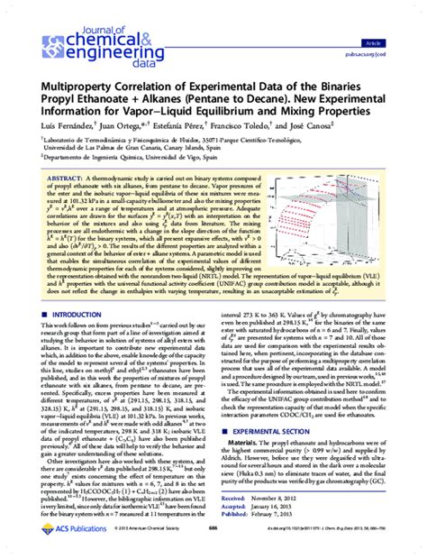 (PDF) Multiproperty Correlation of Experimental Data of the Binaries Propyl Ethanoate + Alkanes ...