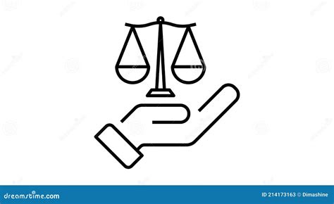 Ethics Icon , Law and Justice. Scale and Hand Line Symbol .Vector Linear Illustration. Isolated ...