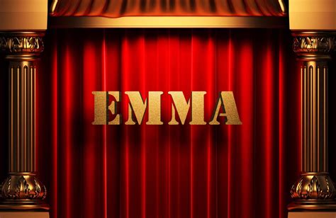 emma golden word on red curtain 7365104 Stock Photo at Vecteezy