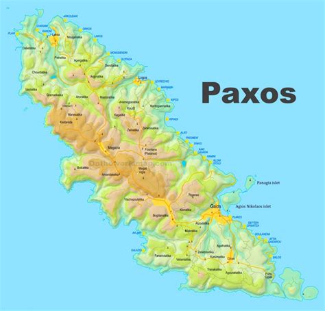 Paxos tourist map - Ontheworldmap.com