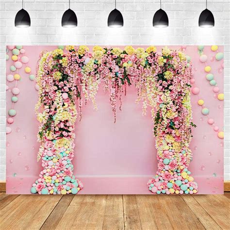 Photo Backdrop Pink Wedding Birthday Married Flower Door Background For ...