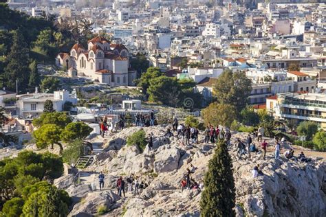 Areopagus Hill and Aerial View of Athens from Acropolis Editorial ...