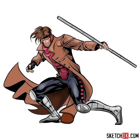 How to draw Gambit from X-Men - Sketchok