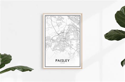 Paisley Scotland Map Print Paisley Map Art Paisley Map | Etsy