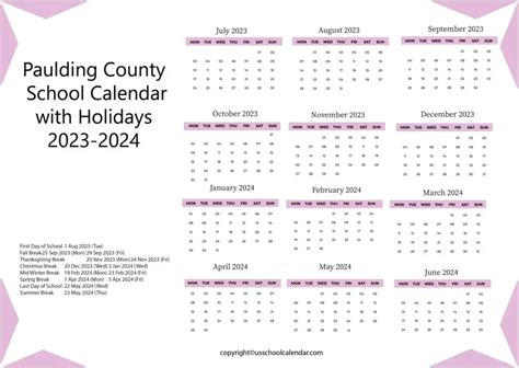 Paulding County School Calendar with Holidays 2023-2024