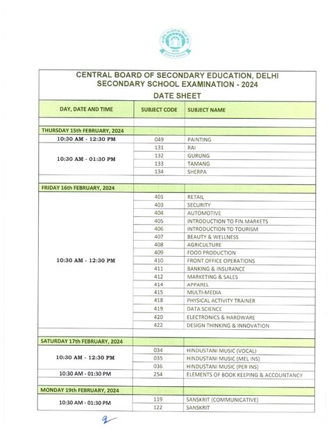 CBSE Class 10th, 12th Subject-Wise Theory Paper Timetable PDF Released ...