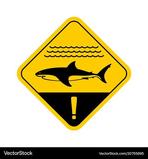 Shark warning sign with sea waves Royalty Free Vector Image