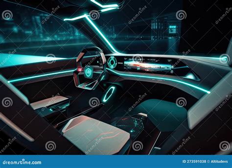 Futuristic Car Interior with Colorful, Modern Design and Sleek ...