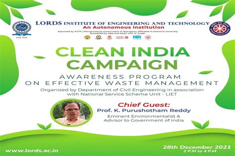 Clean India Campaign Awareness Program on Effective Waste Management - Lords Institute of ...