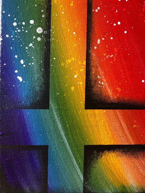 Rainbow Geometric Abstract Art / Rainbow Canvas Wall Decor / | Etsy