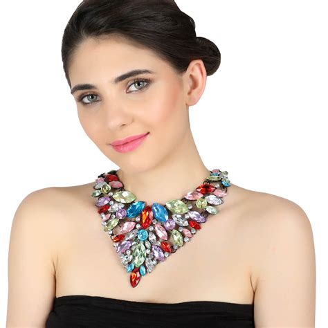 Buy Statement Multicolor Stone Studded Statement Necklace | Femnmas