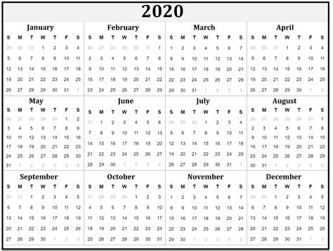 Printable Calendar : Printable Calendar 2020 | Free Download Yearly ...