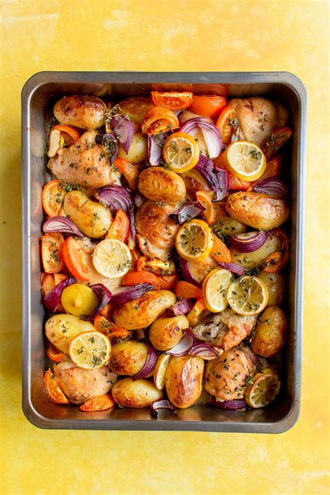 Lemon and Thyme Chicken Thigh Tray Bake – Beat The Budget