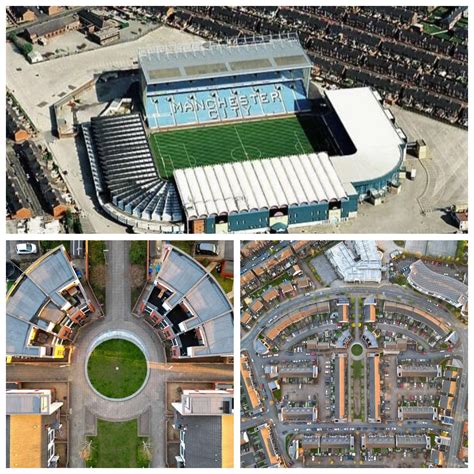 Manchester City's old stadium, Maine Road, Moss Side, re-developed into housing with the Maine ...