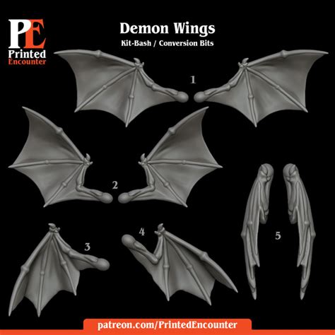 3D Printable Demon / Bat / Fleshy Wings Kit-bash Conversion Bits by ...