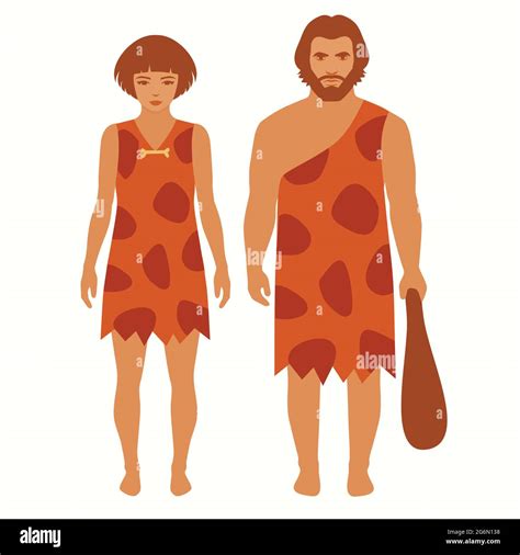 stone age, cartoon caveman, vector prymitive people Stock Vector Image ...