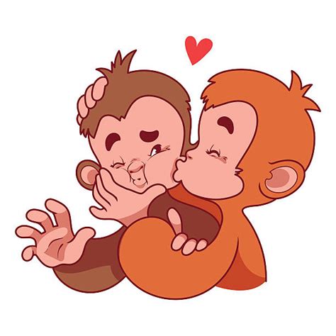 Monkey Kiss Illustrations, Royalty-Free Vector Graphics & Clip Art - iStock