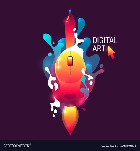 Modern vivid poster digital art abstract shapes Vector Image