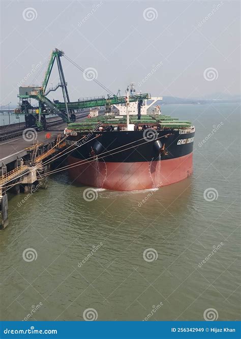 A Bulk Carrier Ship in Cargo Loading Process Editorial Stock Image ...