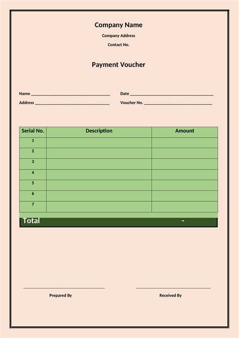 Cash Payment Voucher Template in Word (.docx)