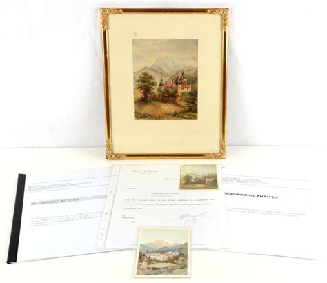 At Auction: Adolf Hitler, ADOLF HITLER WATERCOLOR W HANDWRITING ANALYSIS