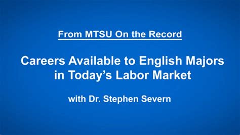 From MTSU On the Record: Careers Available to English Majors with Dr. Stephen Severn : Middle ...