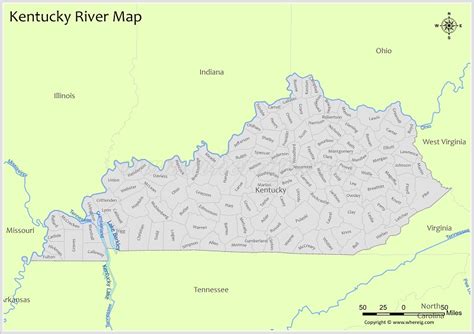 Kentucky River Map - Check list of Rivers, Lakes and Water Resources of ...