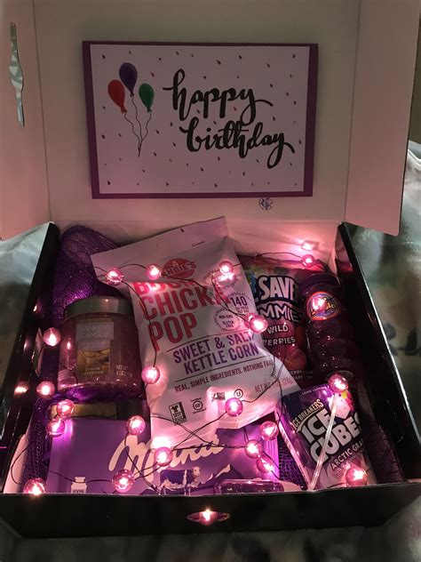 Box of Purple Gift Basket | Diy birthday gifts, Bff birthday gift, Diy best friend gifts