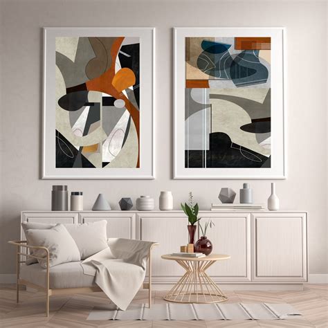 Minimalist Abstract Geometric Art Set Set of 3 Prints Modern - Etsy