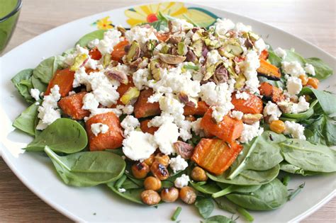 Baby spinach salad with roasted carrots, feta & pistachios