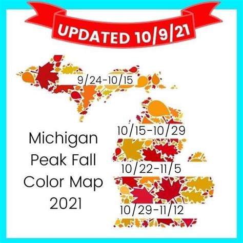 2021 Michigan Peak Fall Color Map (UPDATED) : Fall Color Predictions ...