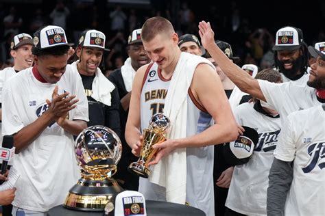 Denver Nuggets center Nikola Jokic (15) celebrates winning the Western ...