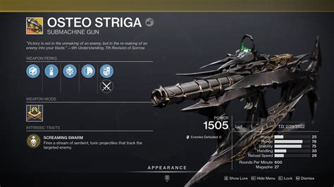 How To Get The Osteo Striga Exotic SMG In Destiny 2: The Witch Queen - GameSpot