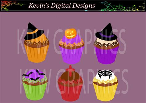 Halloween Cupcakes Clip-art Set in a PNG File Format. Personal & Small ...