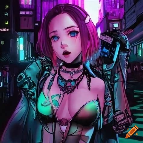 Cyberpunk waifu artwork on Craiyon