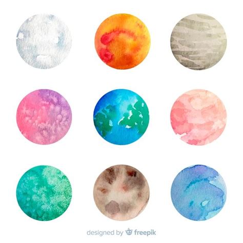 Free Vector | Colourful watercolor planets collection | Planet painting ...