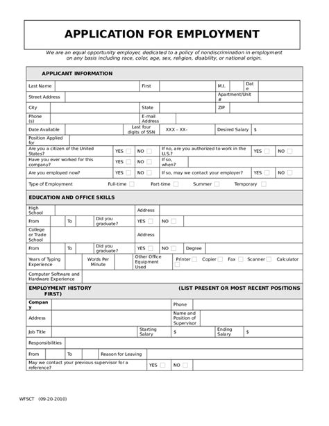 Application for Employment Form-Generic App - Edit, Fill, Sign Online ...