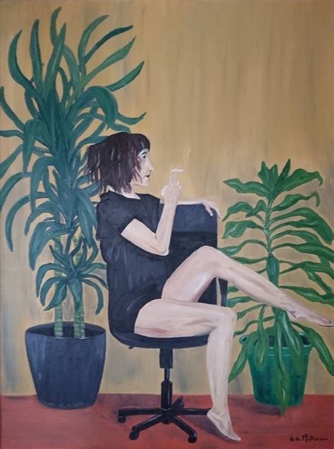 Woman smoking weed Painting by Gonzalo Gutierrez Muñoz | Saatchi Art