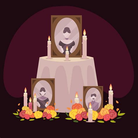 day of the dead, altar with frame photos flowers and candles mexican celebration 2679887 Vector ...